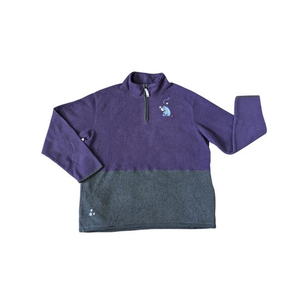 Vintage Disney Eeyore 1/4 Zip Fleece Womens 22W Purple Winter Pooh Igor Holiday - Picture 1 of 8